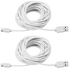 Smays 2-Pack 25ft USB to Micro Extension Power Cable 25 Feet, White