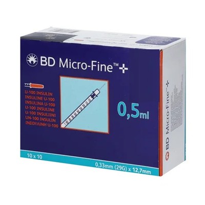 BD Micro Fine + U100 Insulinspritzen 0,5 ml 0,33 (29G) x 12,7mm 100 Stück