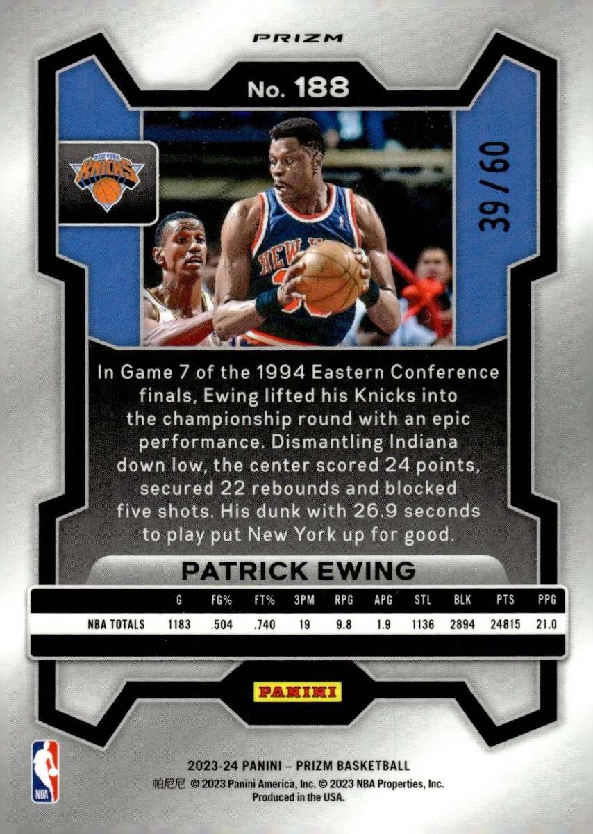 2023-24 Panini Prizm Prizms Orange Wave Patrick Ewing /60 | eBay