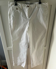 Lands' End White Chino Pants Women 12 Regular Fit Straight Leg Twill Cotton