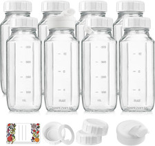 8 Pack 16 Oz Reusable Glass Milk Bottles W 100 Airtight Heavy Duty SCREW Lid