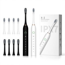 Sonic Electric Toothbrush 2 Pack, 6 Modes Deep Clean, 42000vpm, Black White