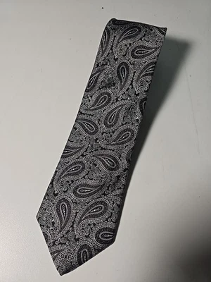 Carrot & Gibbs Boulder Men's Silver and Black Paisley Necktie XL 3.25" x 62" - Image 1 of 4