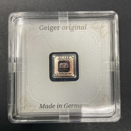 1 Gram Silver Bar GEIGER Original Premium in Square Capsule Assay .999 fine Tone