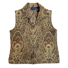 Vintage Full Tapestry Vest Grandmacore Cottagecore 90's Women's Medium