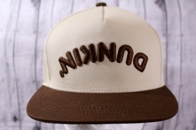 Authentic Dunkin Donuts Upside Down Logo Snapback Adjustable Hat Cap Brown/Beige