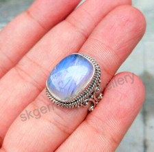 Moonstone Ring 925 Sterling Silver Rainbow Moonstone Ring Fine Ring All Size
