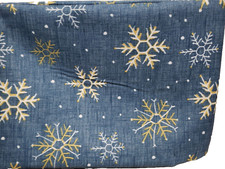 1 Printed Fabric Tablecloth,52"x70"Oblong, CHRISTMAS SNOWFLAKES ON BLUE,Splendid