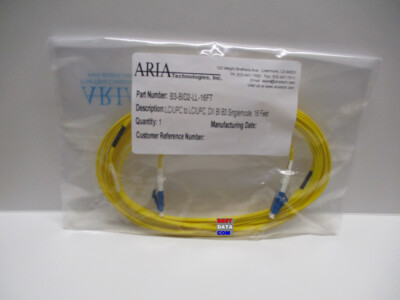 Aria 16ft 5m LC to LC SMF Single Mode Duplex 9/125 Fiber Patch Jumper Cable