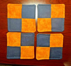 Orange and Blue Cloth Coasters 4.5" x 4.5" - Set of 4 -