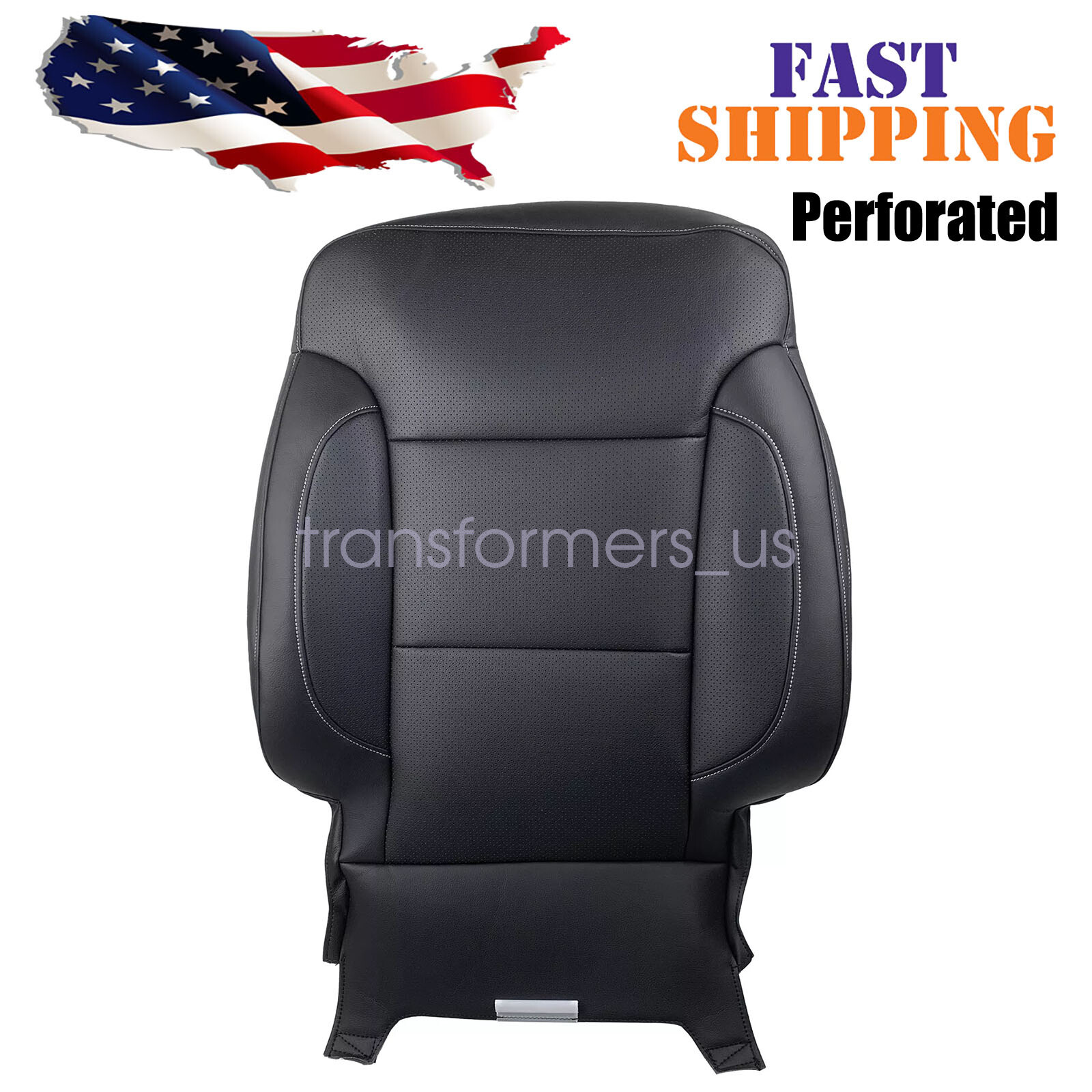 For 2014-2019 Chevy Silverado LTZ Driver Top Perforated Leather Seat Cover Black