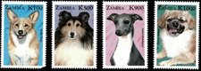 Zambia #Mi979-Mi982 MNH 1999 Dogs Corgi Spaniel Greyhound Sheep 804-807