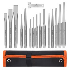 HORUSDY 16PC Punch & Chisel Set Taper Punch Cold Chisels Pin Punch Center Punch