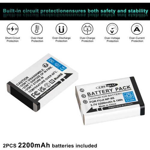 2x Batterie NP-95 NP95 + Chargeur pour Fujifilm Finepix X100S X30 X70 F31fd F30 X-S1 - Photo 2/17