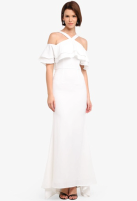jarlo off shoulder dress Leo Off Shoulder Midaxi Dress with Drape Detail