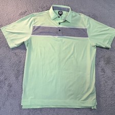 FootJoy Performance Polo Mens L Stretch Golf Shirt Mint Green w/ Gray Stripe
