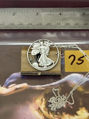 1945 Standing Liberty Silver Half Dollar Necklace -PreOwned-