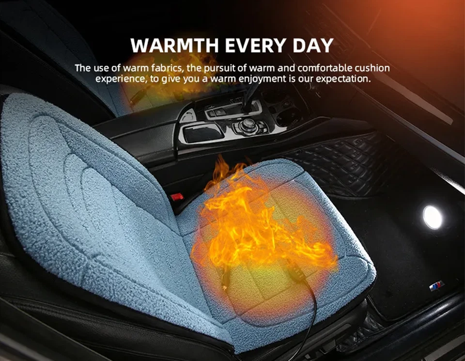 Cojín de asiento de auto con calefacción Fundas de asiento Protector de asiento Calentador Almohadilla Accesorios para automóvil Foto 3 de 4