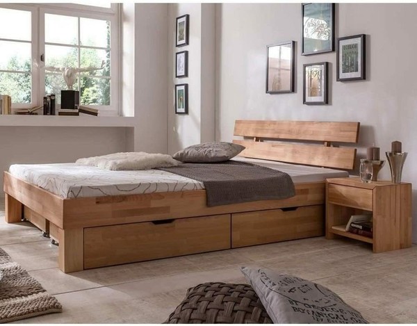 Futonbett Schlafzimmer Bett Kernbuche Massiv Holz GeöLt Judith 120 X 200 Cm-image