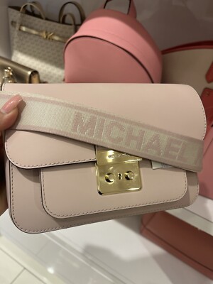 Michael Kors Medium Sloan Editor Flap Messenger Crossbody Bag Handbag Purse Pink