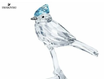 NIB Swarovski Blue Jay Bird Perched On Branch Retired Crystal