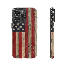 Phone Ink - Case for iPhone Galaxy Pixel - American Wood Rustic USA Flag