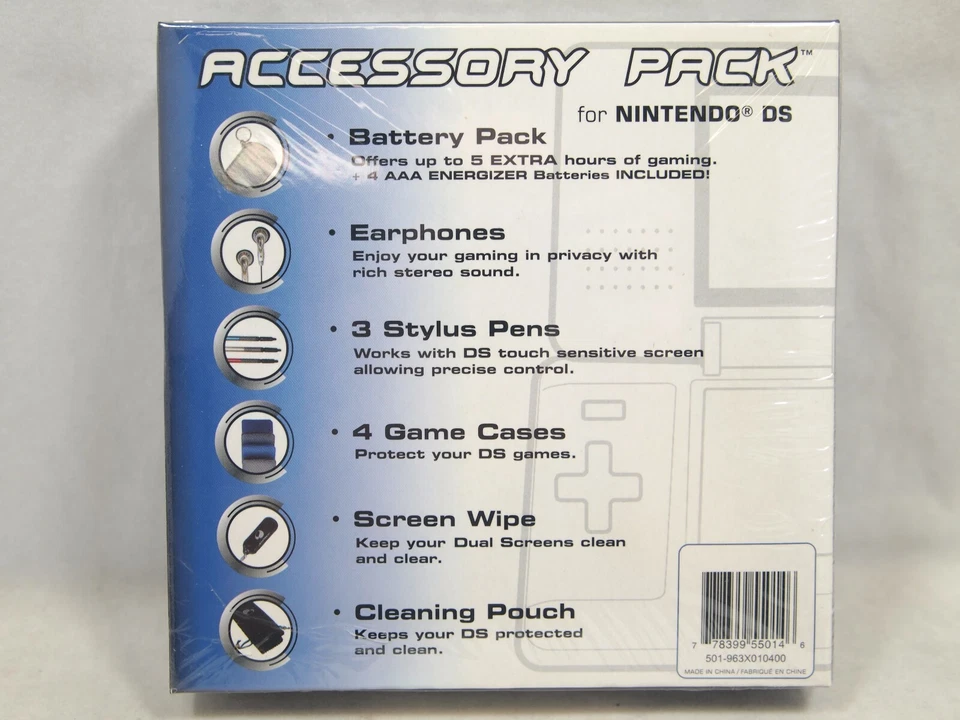 Nintendo DS Joy Tech Accessory Pack Battery 3 Stylus Earbuds Game Cases New - Image 2 of 4