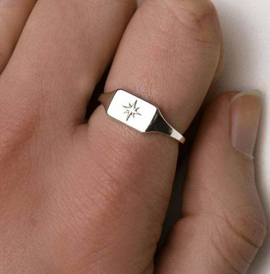 Celestial 925 Silver Ring Star Burst Signet Ring Statement Ring Gift For Her Ebay