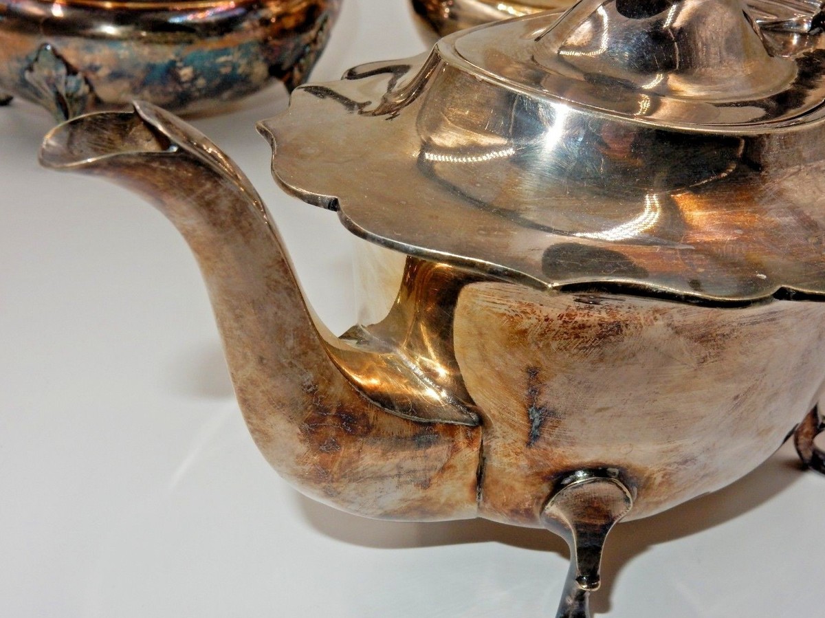 【James Deakin】 透かしのティーセット ティーポット 3点 ANTIQUE JAMES DEAKIN AND SONS (JD & S) EPNS 3 PIECE TEAPOTS