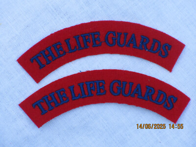 Schultertitel: THE LIFE GUARDS, Palastwache,Garde,Paar, blau/rot, #1