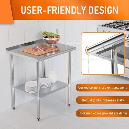 Stainless Steel Commercial Kitchen Food For Prep Table Work with Backsplash NSF - Picture 14 of 67