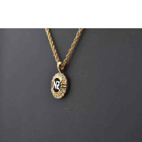 NINA RICCI Vintage Gold Tone Rhinestone Pendant Necklace Stamped - Picture 5 of 7