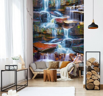 3D Rock Waterfall ZHUA7745 Wallpaper Wall Murals Removable Self-adhesive Amy