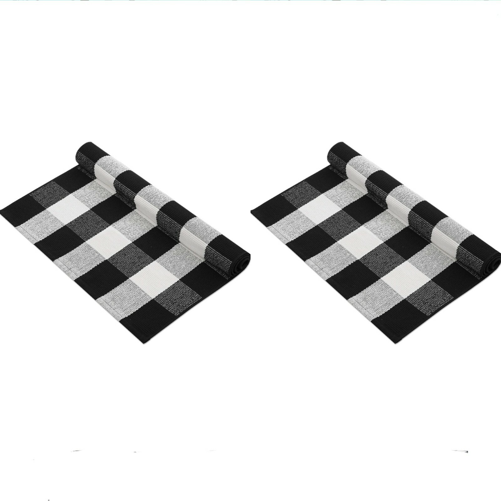 Breezisisan Black White Outdoor Porch Rug Washable Outdoor Mat, Buffalo