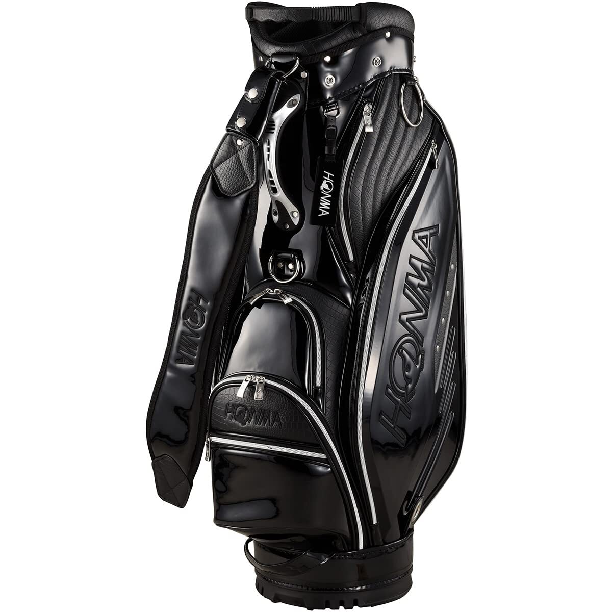 HONMA Golf Men's Cart Caddy Bag Alligator Pattern 9 x 47 in 4.5kg Black