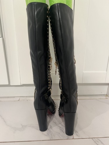 RARE Cesare Paciotti Studded Long Biker Boots Rock Chic US Size 9 - Picture 6 of 16
