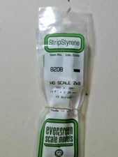 HO Scale 2 x 8 Styrene Strips Pack of 10 Evergreen Scale Models Plastic 8208