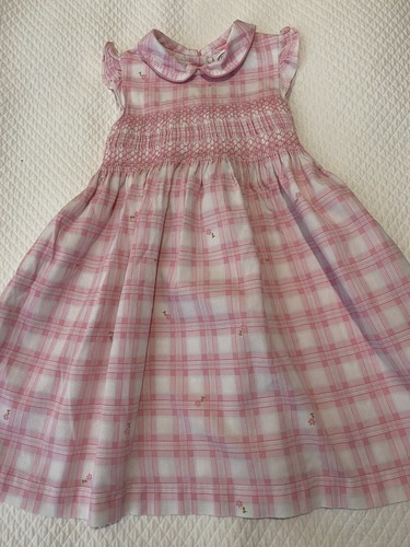 LAURA ASHLEY GIRLS SMOCKED DRESS SIZE 4T PINK AND WHITE WITH FLOWERS - Picture 5 of 6