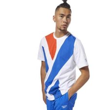Image of Reebok Classic Men's Vector Retro Tee T-shirt Red White Blue Size L Bnwt