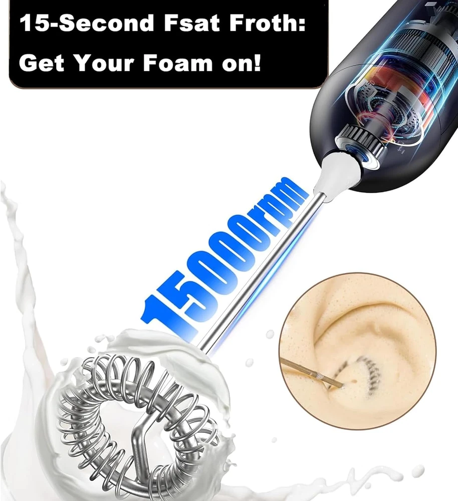 Milk Frother Rechargeable, Handheld Milk Frother, Electric Whisk Beater Foam Mak