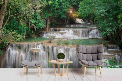 3D Forest Waterfall Landscape Wall Murals Wallpaper Murals Wall Sticker ...