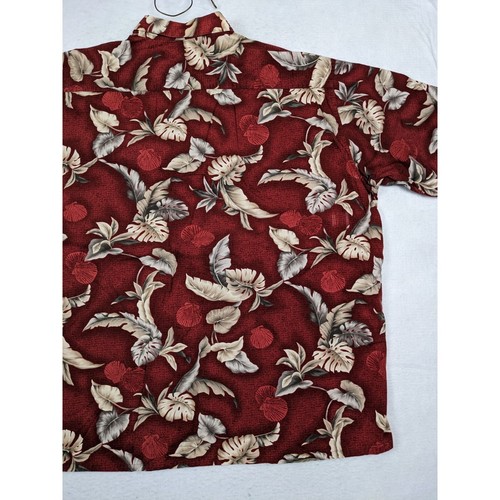 Pierre Cardin Mens Hawaiian Shirt 3XLT 100% Cotton Red Beige Floral Print - 第 12/12 張圖片