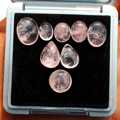 8 Pcs Natural Morganite Untreated Top Grade 8.5mm-13.5mm Cabochon Gemstones Lot - Picture 10 of 11