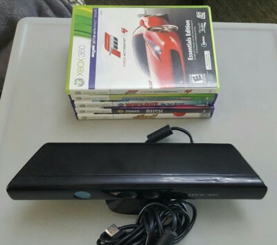 Xbox 360 Kinect Motion Sensor Bar w/ *LOT OF 5* Games & Adjustable Mount