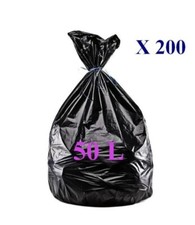 Carton de 200 sacs poubelles 50 litres noirs Très Épais #0056#