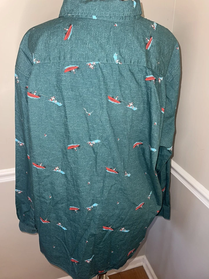 Haggar Santa Water Skiing Mens Big & Tall Christmas Button Down Shirt 3X - Image 2 of 4