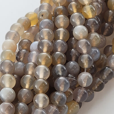 Gray Agate Beads Gemstone Natural Smooth round Beads Natural Stone 6mm 8mm 10mm