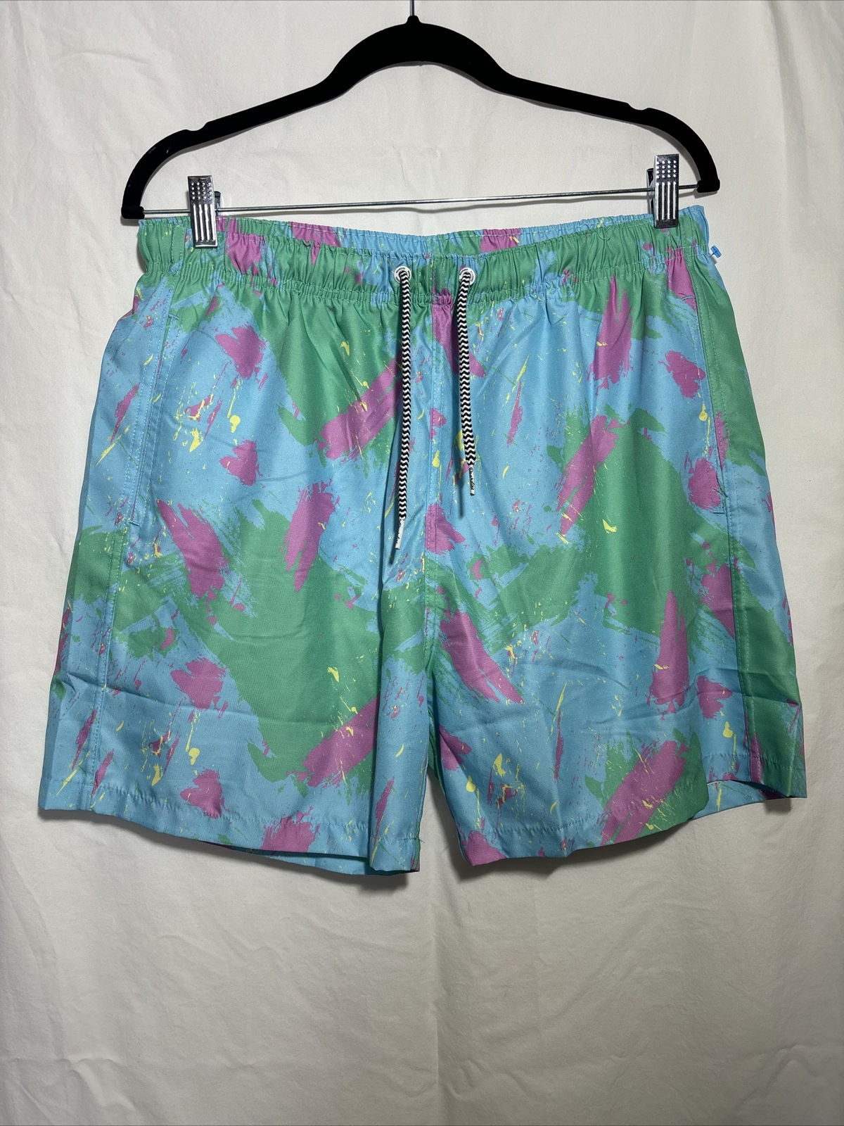 Boardies Mens Paint Smear Board Shorts Swim Trunks Sz XL Elastic Waist EUC G7