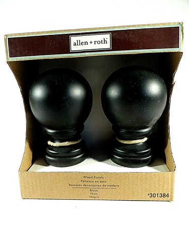 Allen + Roth Finials Black Ball Wood Large 2.5"D Decor 2-Pk #301384 NIB - Picture 5 of 8