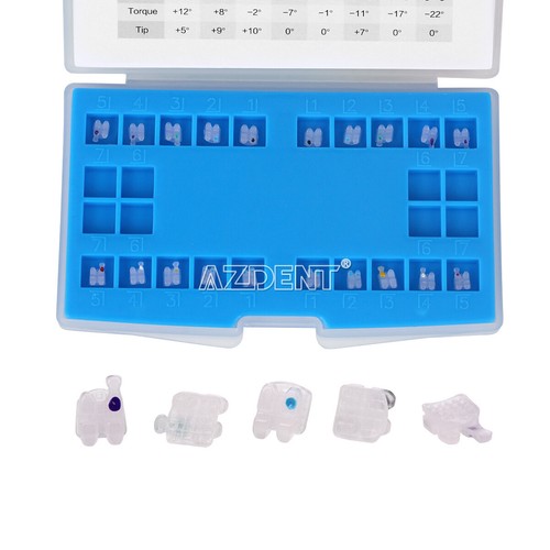 AZDENT Dental Orthodontic Ceramic Brackets Braces Roth.022 345 Hooks Marked - Picture 8 of 11